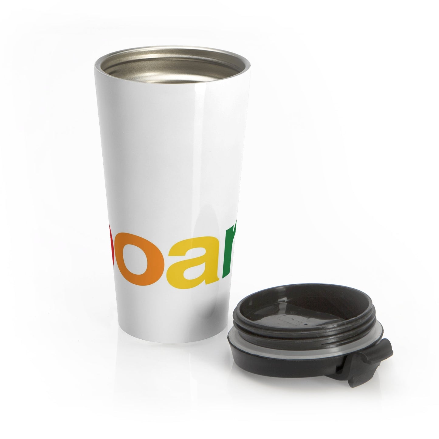 All Aboard (on White) Travel Mug