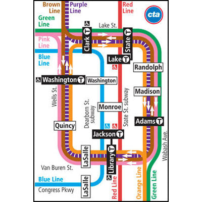 CTA Map Downtown Inset Magnet - CTAGifts.com