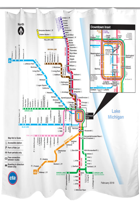'L' Rail Map Shower Curtain - CTAGifts.com