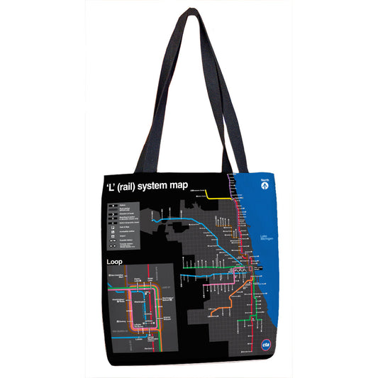 Dark Mode 'L' System Map Tote Bag